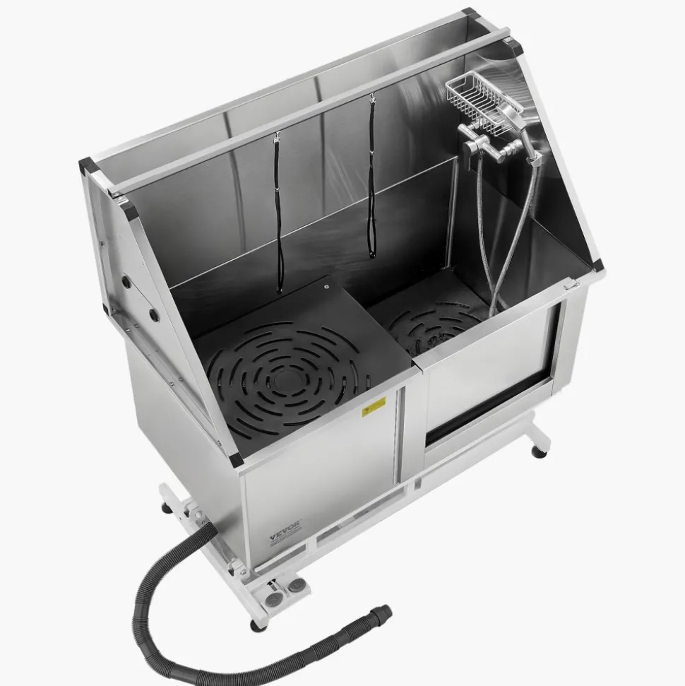 VEVOR Electric Lift Dog Washing Station, 50Inch Professional Stainless Steel Pet Grooming Tub w/ Non-Slip Drain Board,Faucet & Showerhead for Home & Grooming Shop,Fits Medium & Large Pets (Right Door)