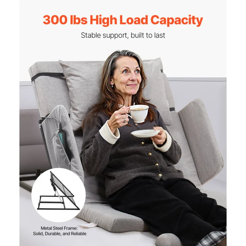 VEVOR Electric Lifting Backrest for Bed, 300 lbs Capacity, 4-68° Adjustable Lifting Bed Backrest, with Guardrail Armrest & Storage Pouch, Machine Washable, for Pregnant Women Elderly Patient Handicap