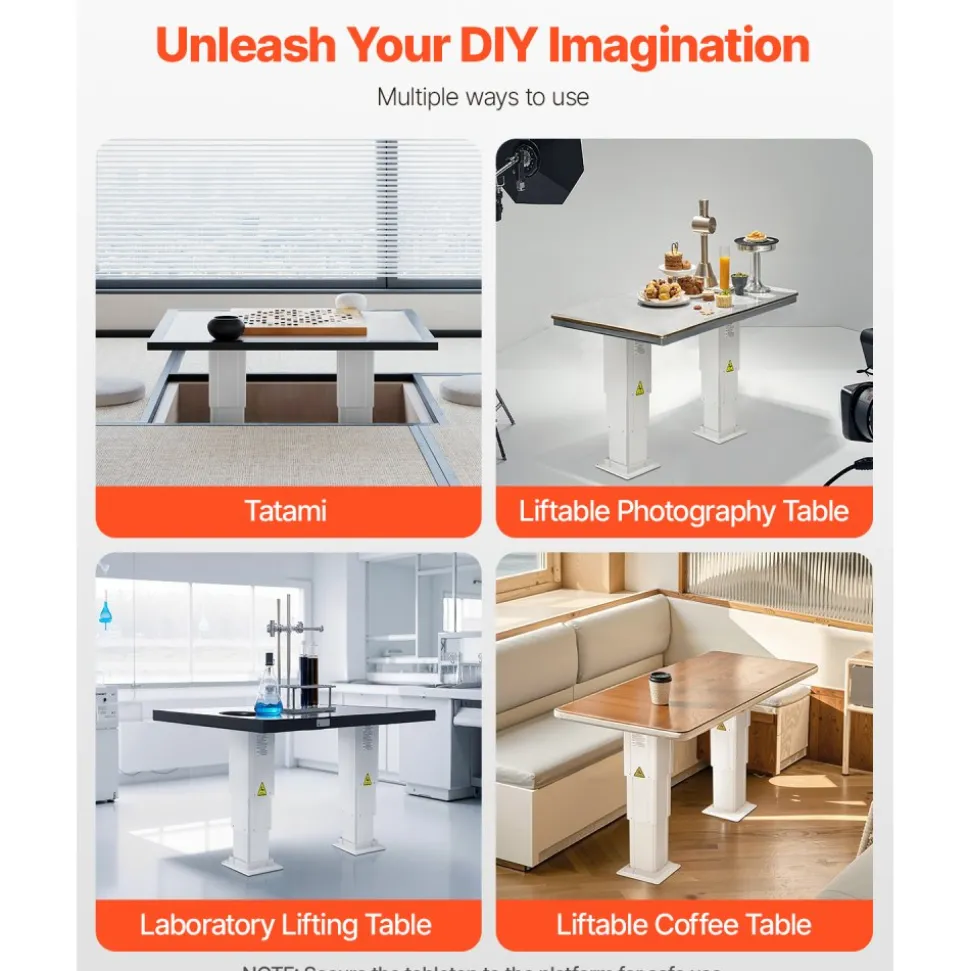 VEVOR Electric Lifting Column System, 260 lbs Lift Table, 14.2-31.1 in Height Range, Three-stage Adjustable Desk Column, Telescopic Table Leg, Comes with Power-Supply Option to Control up/Down Motion
