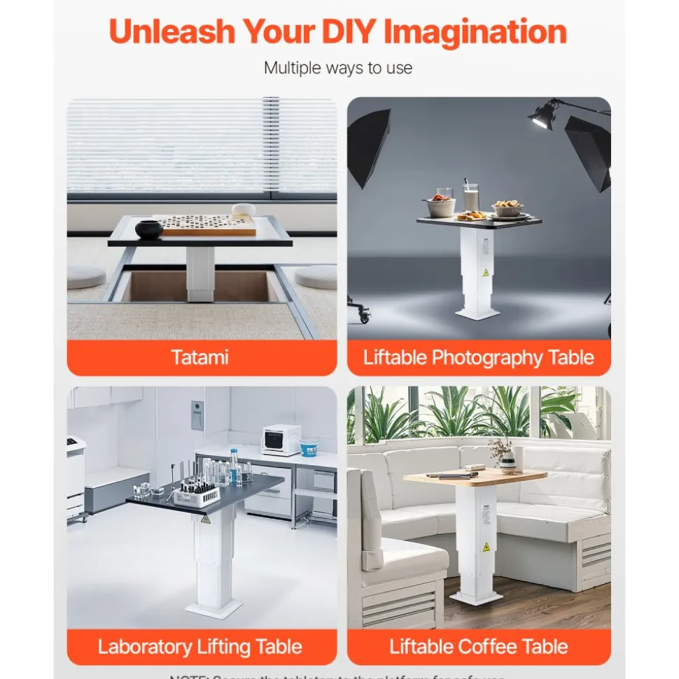 VEVOR Electric Lifting Column System, 176 lbs Lift Table, 14.2-31.1 in Height Range, Three-stage Adjustable Desk Column, Telescopic Table Leg, Comes with Power-Supply Option to Control up/Down Motion