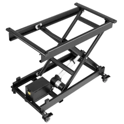 VEVOR Electric Lift Table, 330 lbs Capacity Single Scissor Lift Table, 8 - 28 in Height Adjustable Lifting Platform, Coffee Table lift with 4 Wheels, for Material Handling and Transportation, Black
