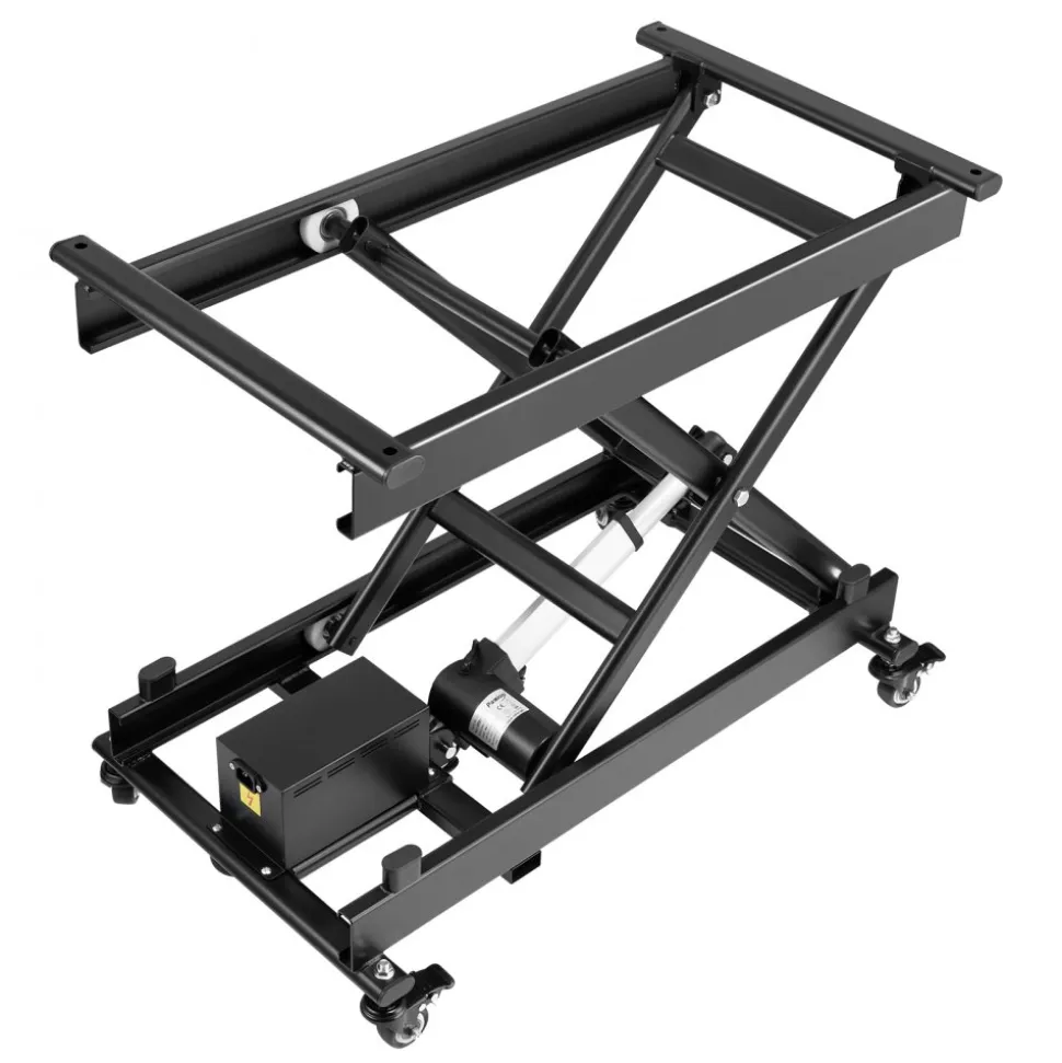 VEVOR Electric Lift Table, 330 lbs Capacity Single Scissor Lift Table, 8 - 28 in Height Adjustable Lifting Platform, Coffee Table lift with 4 Wheels, for Material Handling and Transportation, Black