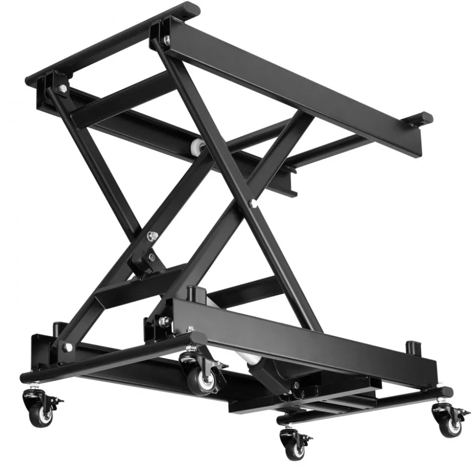 VEVOR Electric Lift Table, 330 lbs Capacity Single Scissor Lift Table, 8 - 28 in Height Adjustable Lifting Platform, Coffee Table lift with 4 Wheels, for Material Handling and Transportation, Black