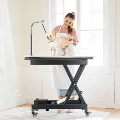 VEVOR Electric Lift Table, 330 lbs Capacity Single Scissor Lift Table, 8 - 28 in Height Adjustable Lifting Platform, Coffee Table lift with 4 Wheels, for Material Handling and Transportation, Black
