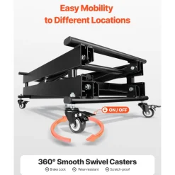 VEVOR Electric Lift Table, 330 lbs Capacity Single Scissor Lift Table, 8 - 28 in Height Adjustable Lifting Platform, Coffee Table lift with 4 Wheels, for Material Handling and Transportation, Black