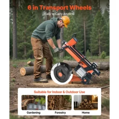 VEVOR Electric Log Splitter, 6.5 Tons Electric Wood Splitter, 1500W 15 Amp Motor, Portable Firewood Splitting Machine with 6