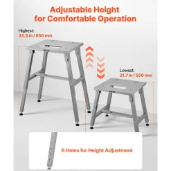 VEVOR Electric Meat Bandsaw Stand, Floor Stand with Adjustable Height, Stable H-Shaped Frame, Anti-Slip Foot Pads, for Our Bone Saw Machine, Compatible with Models BS-130 & BS-250