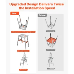 VEVOR Electric Meat Bandsaw Stand, Floor Stand with Adjustable Height, Stable H-Shaped Frame, Anti-Slip Foot Pads, for Our Bone Saw Machine, Compatible with Models BS-130 & BS-250