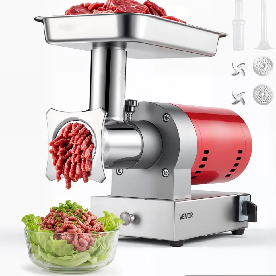 VEVOR Electric Meat Grinder, 661 Lbs/Hour800 W Meat Grinder Machine, 1.5 HP Electric Meat Mincer with 2 Grinding Plates, Sausage Kit Set Meat Grinder Heavy Duty, Home Kitchen & Commercial Use Red