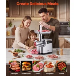 VEVOR Electric Meat Grinder, 5 Lbs/Min Capacity, #8 Meat Mincer with 3 Grinding Plates, 3 Sausage Stuffing Tubes & Kubbe Kit, 700W/0.77HP Sausage Stuffer Maker for Home Kitchens, ETL Listed
