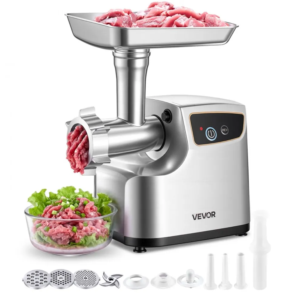 VEVOR Electric Meat Grinder, 5 Lbs/Min Capacity, #8 Meat Mincer with 3 Grinding Plates, 3 Sausage Stuffing Tubes & Kubbe Kit, 700W/0.77HP Sausage Stuffer Maker for Home Kitchens, ETL Listed