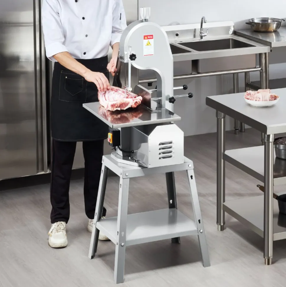 VEVOR Electric Meat Saw, 1800W Stainless Vertical Cutter, 19.1"x15" Workbench, 7.09" Cutting Thickness, Includes 5 Blades for Slicing Frozen Meat, Pork, Beef, and Ribs