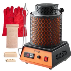 VEVOR Electric Melting Furnace, 1500W Electric Metal Smelter Foundry, 2102℉/1150℃ Metal Smelting Machine with 5kg Ceramic Crucible, Gold Smelting Kit for Jewelry Making, Metal Bars, Metal Components