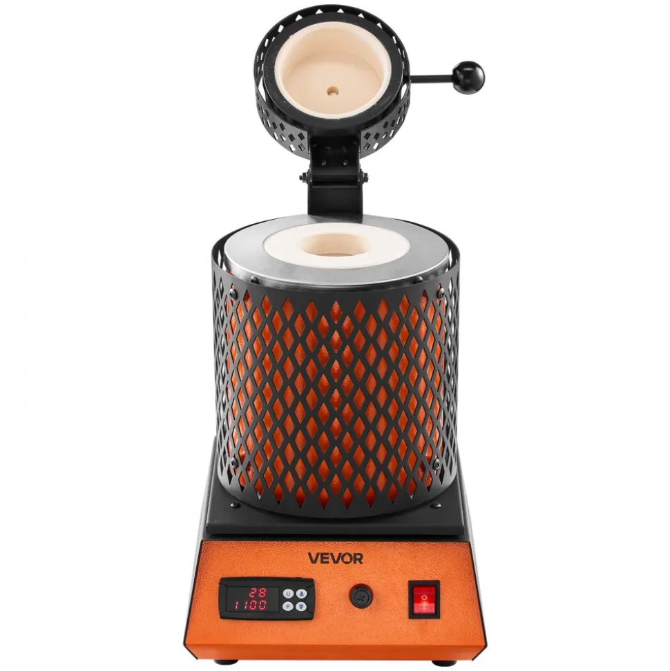 VEVOR Electric Melting Furnace, 1350W Electric Metal Smelter Foundry, 2102℉/1150℃ Metal Smelting Machine with 3kg Ceramic Crucible, Gold Smelting Kit for Jewelry Making, Metal Bars, Metal Components