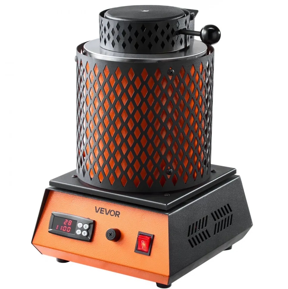 VEVOR Electric Melting Furnace, 1350W Electric Metal Smelter Foundry, 2102℉/1150℃ Metal Smelting Machine with 3kg Ceramic Crucible, Gold Smelting Kit for Jewelry Making, Metal Bars, Metal Components