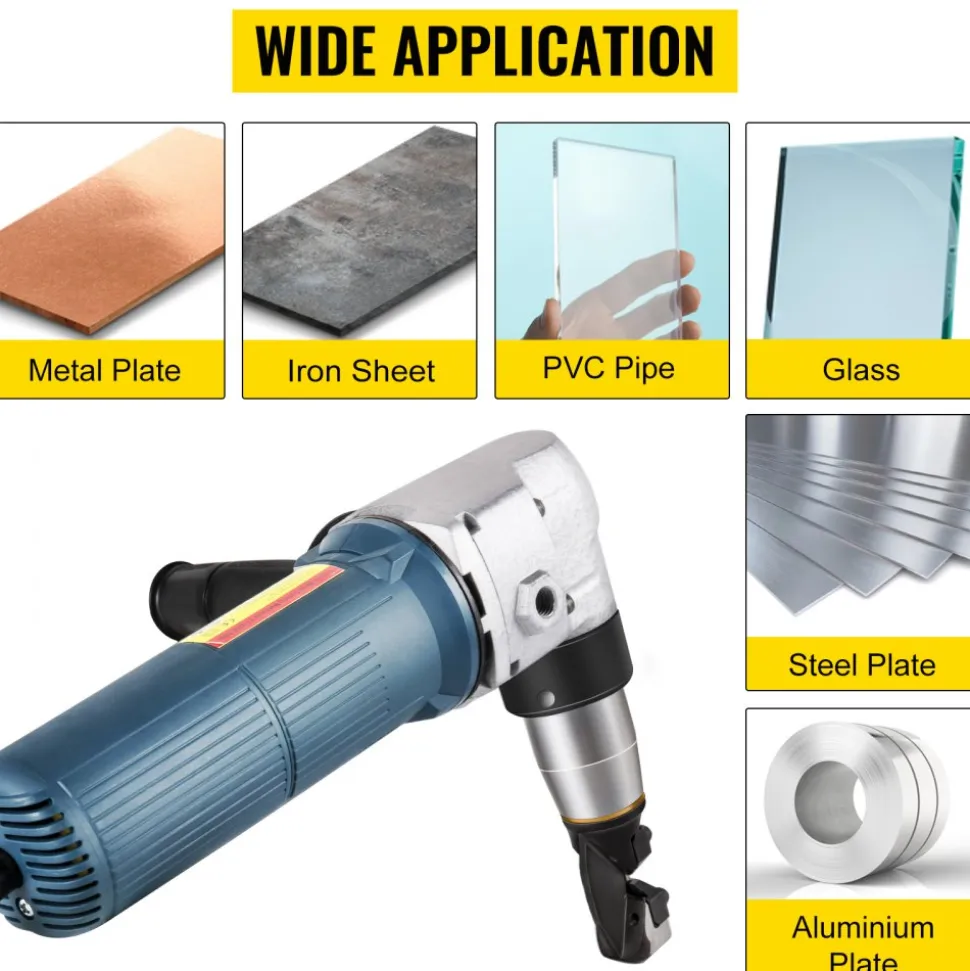 VEVOR Electric Metal Nibbler 625W Nibbler Metal Cutter 1000RPM High Speed Rotor 0.16in/4mm Metal Nibbler 110V w Replaced Blades Storage Case Sheet Metal Nibbler for Cutting Stainless Steel, Aluminium