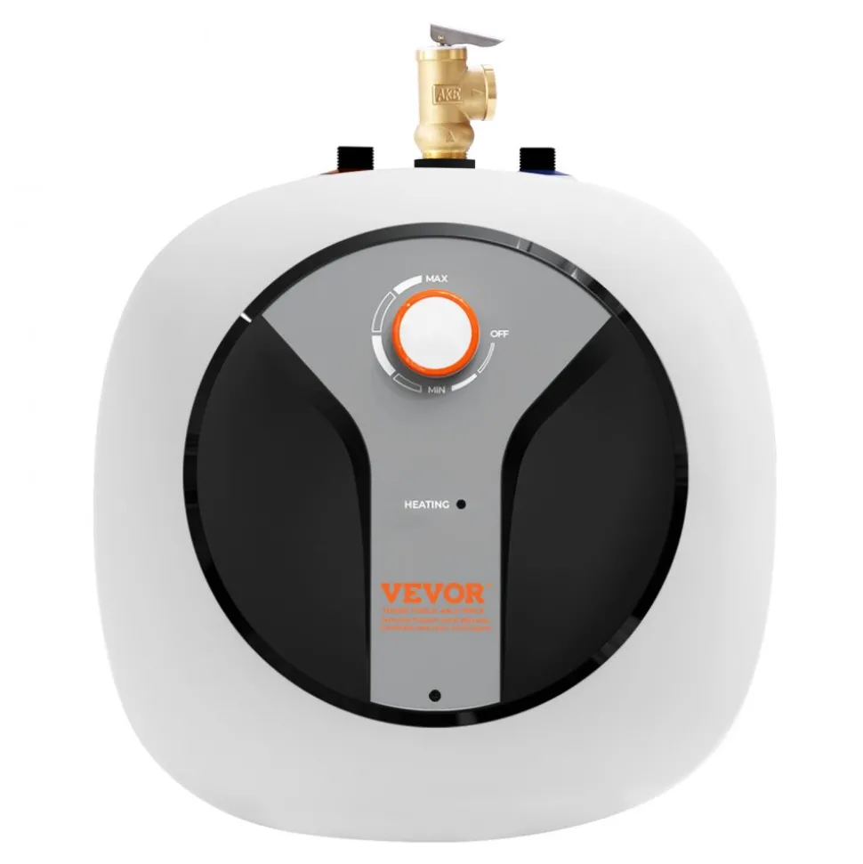 VEVOR Electric Mini-Tank Water Heater 2.5-Gallon Tank, 1440W Hot Water Boiler Storage, Safety Temperature Pressure Valve Easy Install, for Kichen Bathroom Restaurant, Shelf Wall Floor Mounted