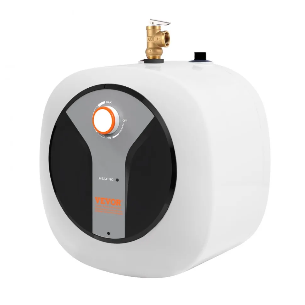 VEVOR Electric Mini-Tank Water Heater 2.5-Gallon Tank, 1440W Hot Water Boiler Storage, Safety Temperature Pressure Valve Easy Install, for Kichen Bathroom Restaurant, Shelf Wall Floor Mounted