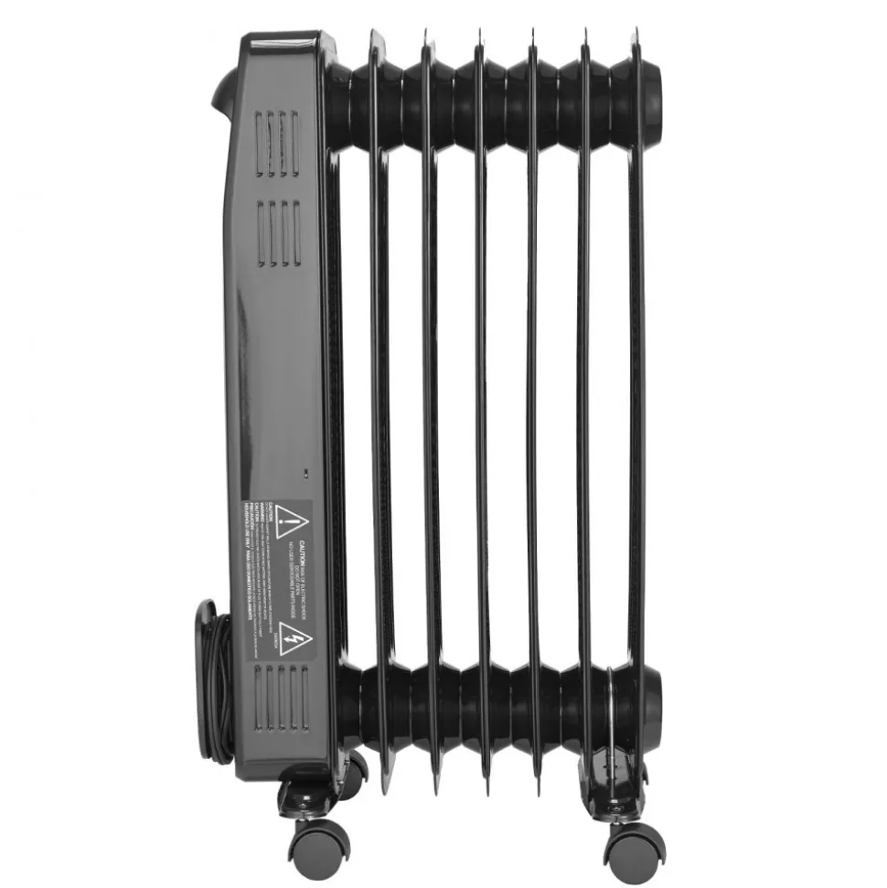 VEVOR Electric Oil Filled Radiator, 1500W Radiant Space Heater with LED Screen, Over-Heat Protections,24h Timer, Portable Handle Casters, Thermostat,Remote Control for Indoor Use,Black