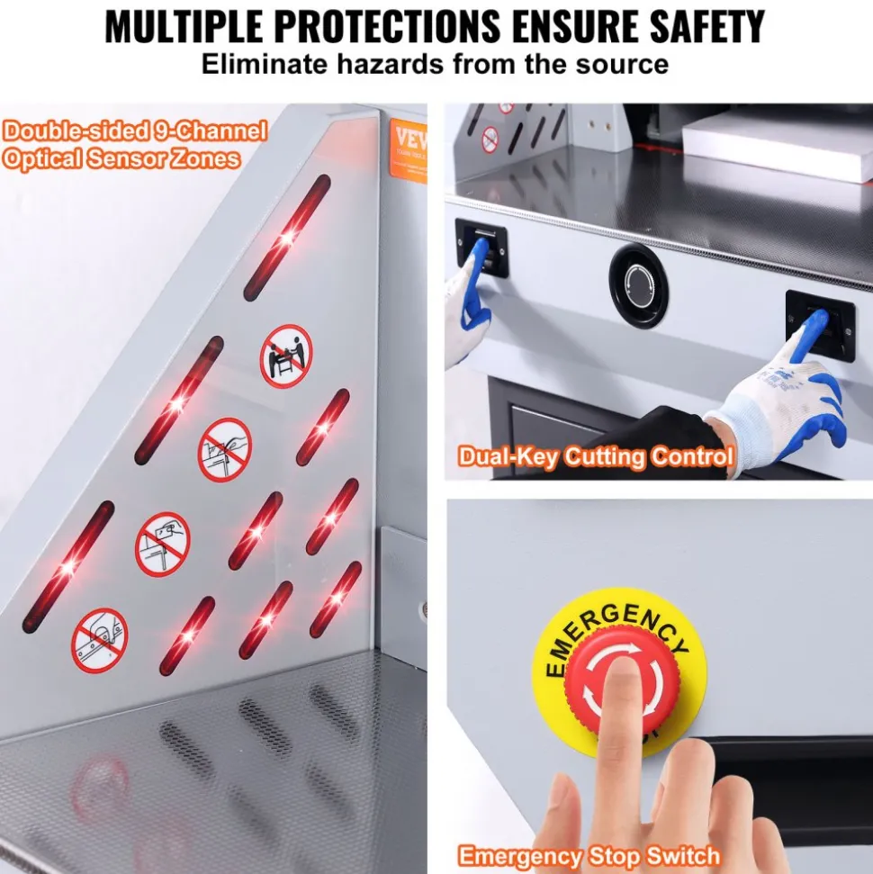 VEVOR Electric Paper Cutter, Heavy Duty Paper Trimmer 19" /482.6mm Cutting Width, 3.14"/80mm Cutting Thickness, Electric Paper Cutting Machine with 7" Touchscreen Numerical Control Function