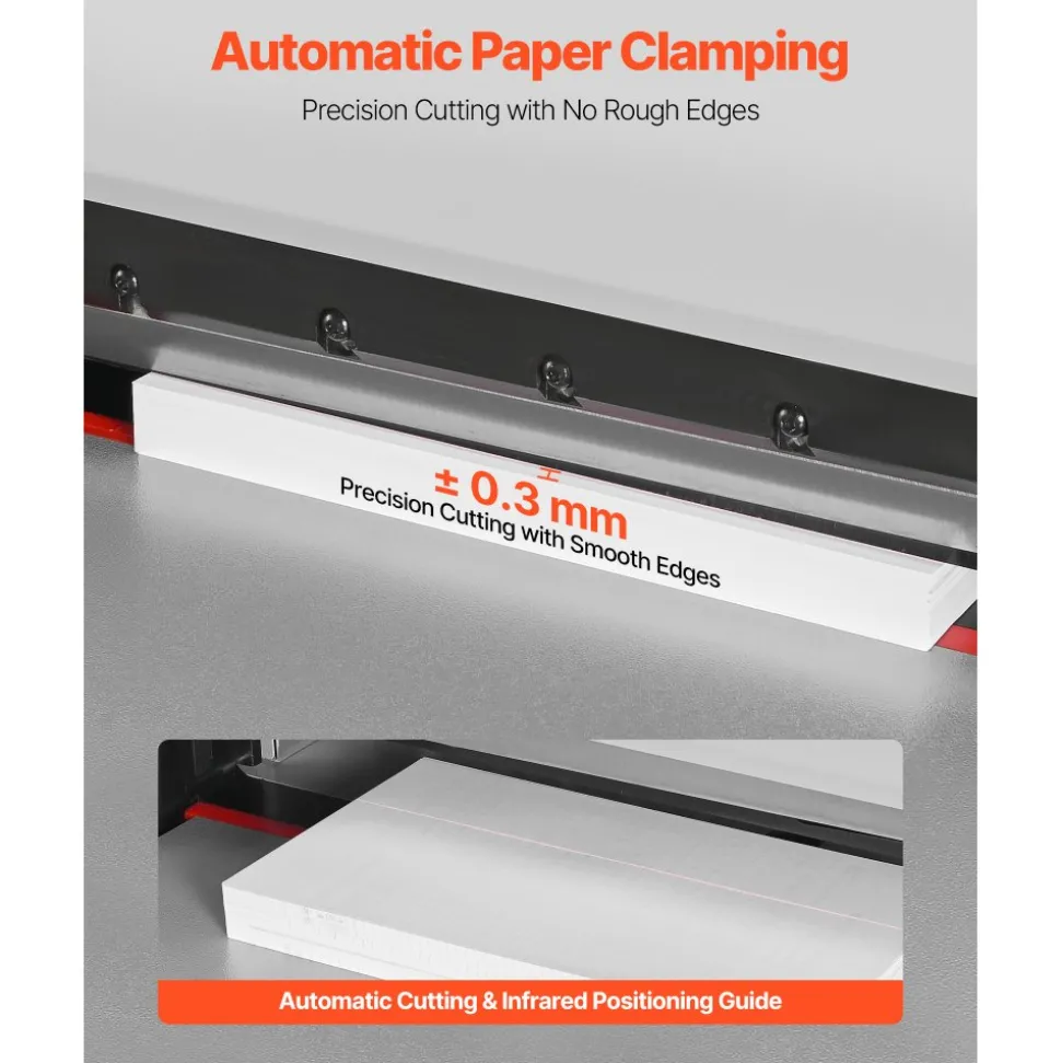 VEVOR Electric Paper Cutter, Heavy Duty Metal Paper Cutter Machine, 18.9 inch Cutting Width, 1.97 inch Cutting Thickness, Electric Hydraulic Guillotine Trimmer with Infrared Function & Spare Blade