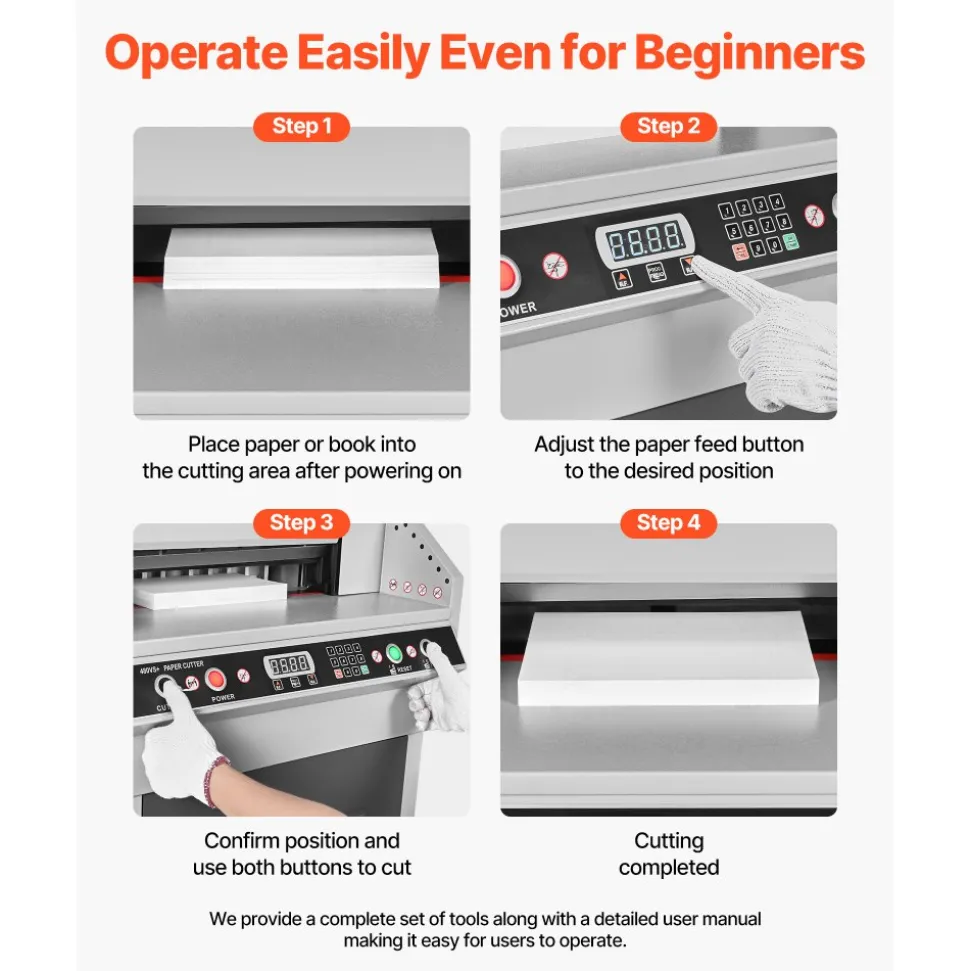 VEVOR Electric Paper Cutter, Heavy Duty Metal Paper Cutter Machine, 18.9 inch Cutting Width, 1.97 inch Cutting Thickness, Electric Hydraulic Guillotine Trimmer with Infrared Function & Spare Blade
