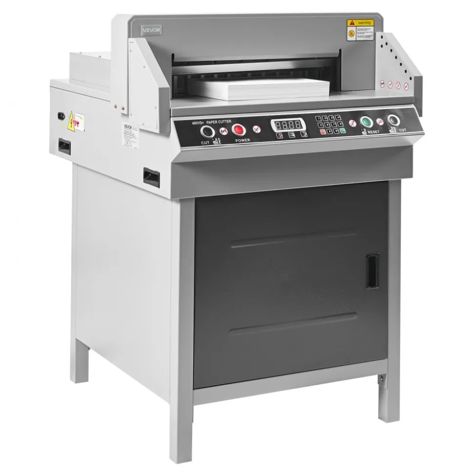 VEVOR Electric Paper Cutter, Heavy Duty Metal Paper Cutter Machine, 18.9 inch Cutting Width, 1.97 inch Cutting Thickness, Electric Hydraulic Guillotine Trimmer with Infrared Function & Spare Blade