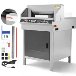 VEVOR Electric Paper Cutter, Heavy Duty Metal Paper Cutter Machine, 18.9 inch Cutting Width, 1.97 inch Cutting Thickness, Electric Hydraulic Guillotine Trimmer with Infrared Function & Spare Blade