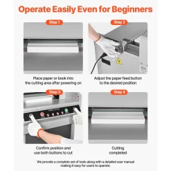 VEVOR Electric Paper Cutter, Heavy Duty Metal Paper Cutter Machine, 17.72 inch Cutting Width, 1.57 inch Cutting Thickness, Electric Guillotine Trimmer with Infrared Function and Spare Blade