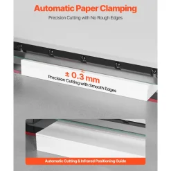 VEVOR Electric Paper Cutter, Heavy Duty Metal Paper Cutter Machine, 17.72 inch Cutting Width, 1.57 inch Cutting Thickness, Electric Guillotine Trimmer with Infrared Function and Spare Blade