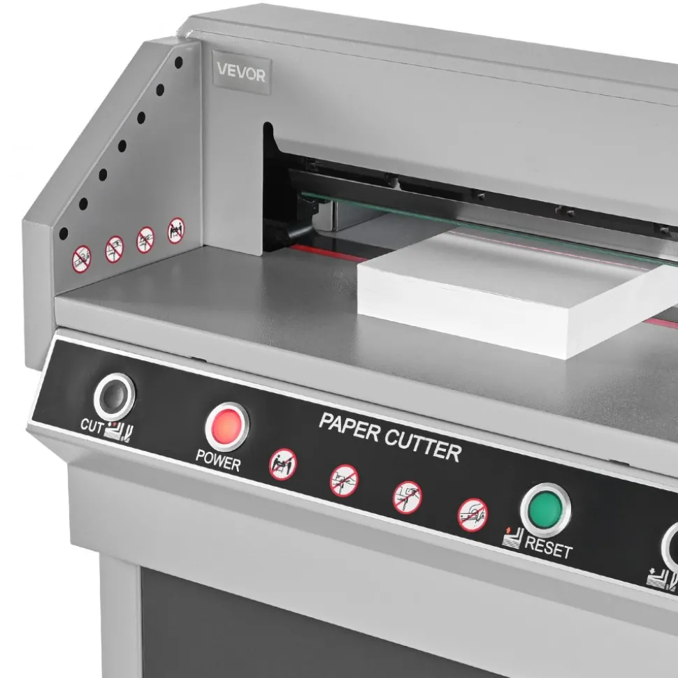 VEVOR Electric Paper Cutter, Heavy Duty Metal Paper Cutter Machine, 17.72 inch Cutting Width, 1.57 inch Cutting Thickness, Electric Guillotine Trimmer with Infrared Function and Spare Blade