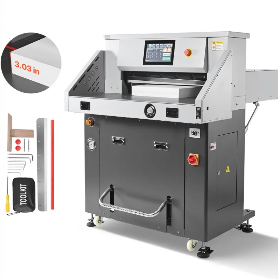 VEVOR Electric Paper Cutter, Metal Hydraulic Paper Cutter Machine, 26 inch Cutting Width, 3.94 inch Cutting Thickness, Large Size Electric Guillotine Trimmer with Infrared Function and Spare Blade