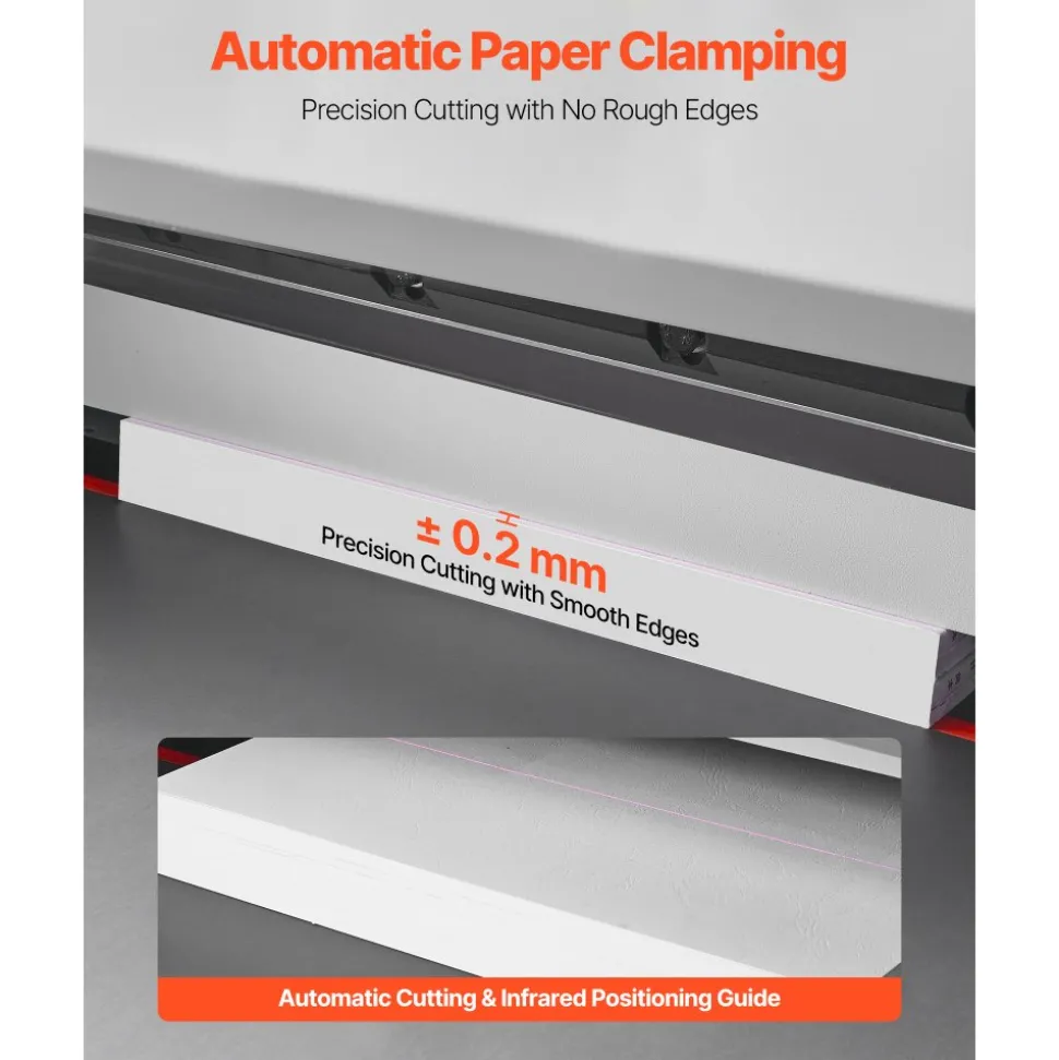 VEVOR Electric Paper Cutter, Metal Hydraulic Paper Cutter Machine, 26 inch Cutting Width, 3.94 inch Cutting Thickness, Large Size Electric Guillotine Trimmer with Infrared Function and Spare Blade