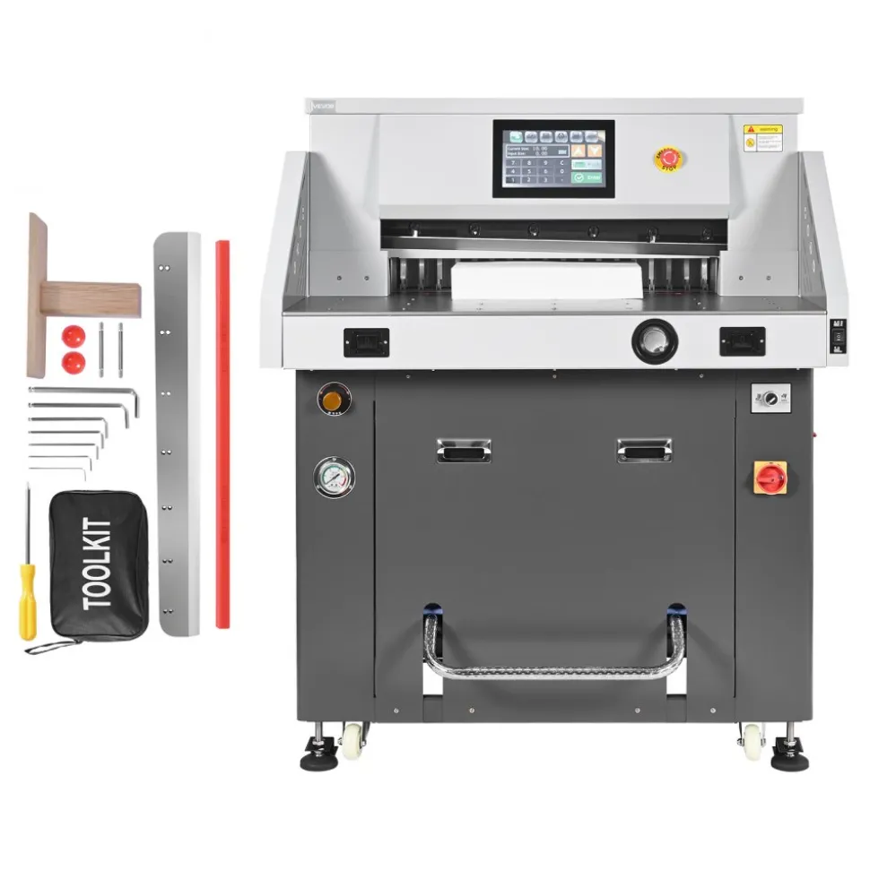 VEVOR Electric Paper Cutter, Metal Hydraulic Paper Cutter Machine, 26 inch Cutting Width, 3.94 inch Cutting Thickness, Large Size Electric Guillotine Trimmer with Infrared Function and Spare Blade