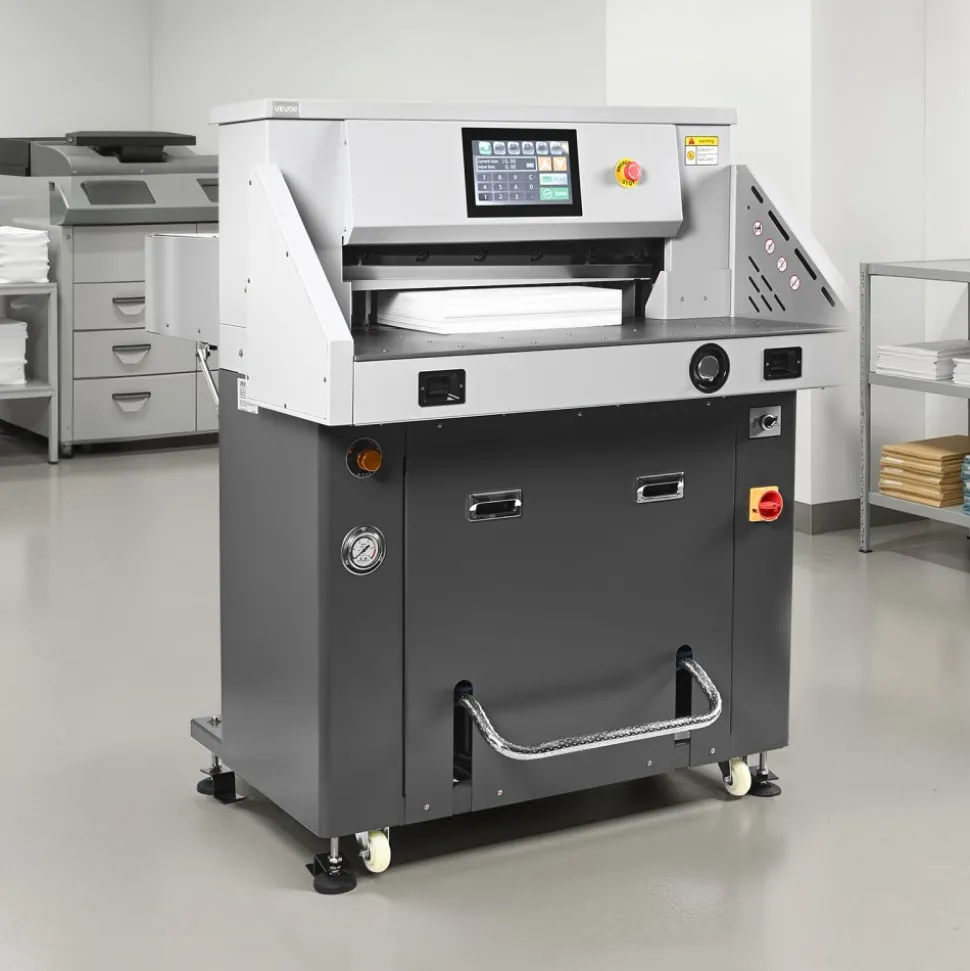 VEVOR Electric Paper Cutter, Metal Hydraulic Paper Cutter Machine, 26 inch Cutting Width, 3.94 inch Cutting Thickness, Large Size Electric Guillotine Trimmer with Infrared Function and Spare Blade