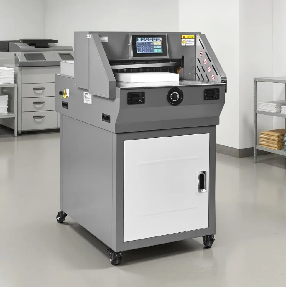 VEVOR Electric Paper Cutter, Metal Programmable Paper Cutter Machine, 17.99 inch Cutting Width, 2.28 inch Cutting Thickness, Electric Hydraulic Guillotine Trimmer with Infrared Function & Spare Blade