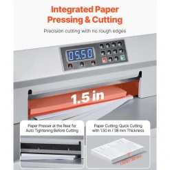 VEVOR Electric Paper Cutter, 300W Heavy Duty Paper Cutter Machine 11.8 in / 330 mm Cutting Width, 1.5 in / 38 mm Cutting Thickness, Electric Guillotine Trimmer with Casters & Infrared Function
