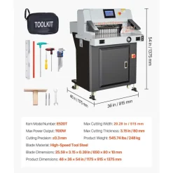VEVOR Electric Paper Cutter, 1100W Heavy Duty Paper Cutter Machine With 20.28 in Cutting Width, 3.15 in Cutting Thickness, Electric Guillotine Trimmer with Casters and 7 in Touchscreen, for Print Shop