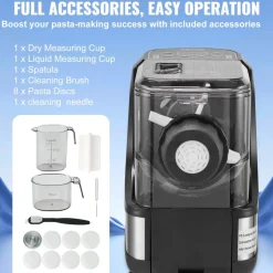 VEVOR Electric Pasta Maker, 150W Automatic Noodle Maker Machine with 8 Pasta Shapes, 4 Intelligent Modes, 500g Flour Capacity Pasta Maker Machine with Measuring Cups, Cleaning Brush for Home Kitchen