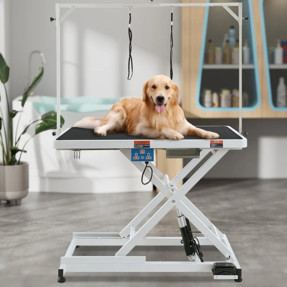 VEVOR 50" Electric Pet Grooming Table, Heavy Duty Dog Grooming Arm for Large Dogs, Height Adjustable Dog Grooming Station, Anti Slip Tabletop/Dog Grooming Station, Max Bearing 400LBS