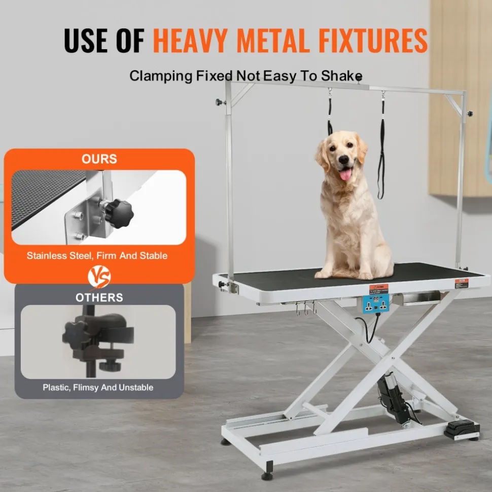 VEVOR 50" Electric Pet Grooming Table, Heavy Duty Dog Grooming Arm for Large Dogs, Height Adjustable Dog Grooming Station, Anti Slip Tabletop/Dog Grooming Station, Max Bearing 400LBS