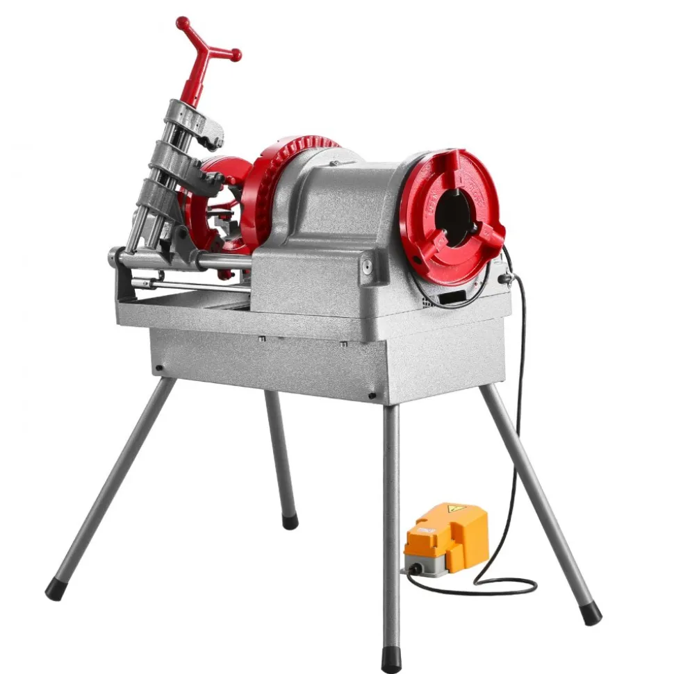 VEVOR Electric Pipe Threader Machine, 900W 2-Speed Threading Cutting Machine, 1/2 to 4 inch Pipes Threading Cutter Tool with Foot Pedal for Plumbing, Automotive Repairs, Metalworking