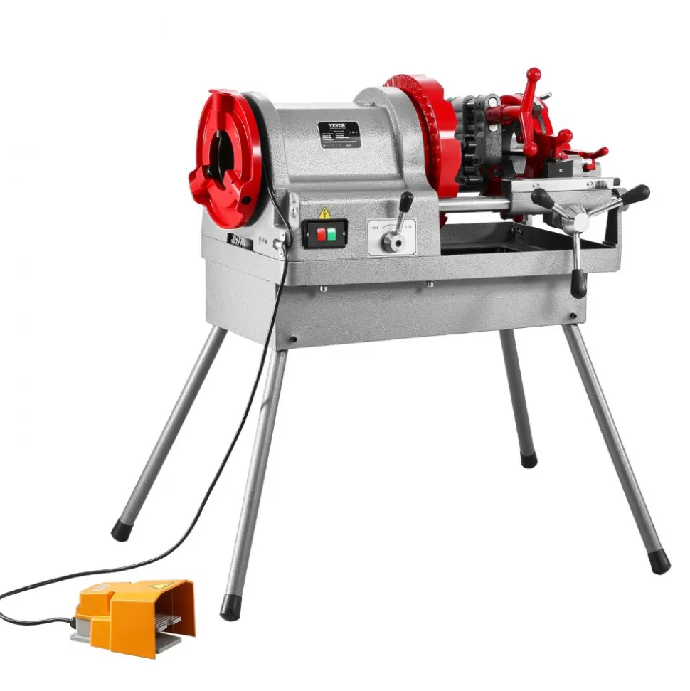 VEVOR Electric Pipe Threader Machine, 900W 2-Speed Threading Cutting Machine, 1/2 to 4 inch Pipes Threading Cutter Tool with Foot Pedal for Plumbing, Automotive Repairs, Metalworking