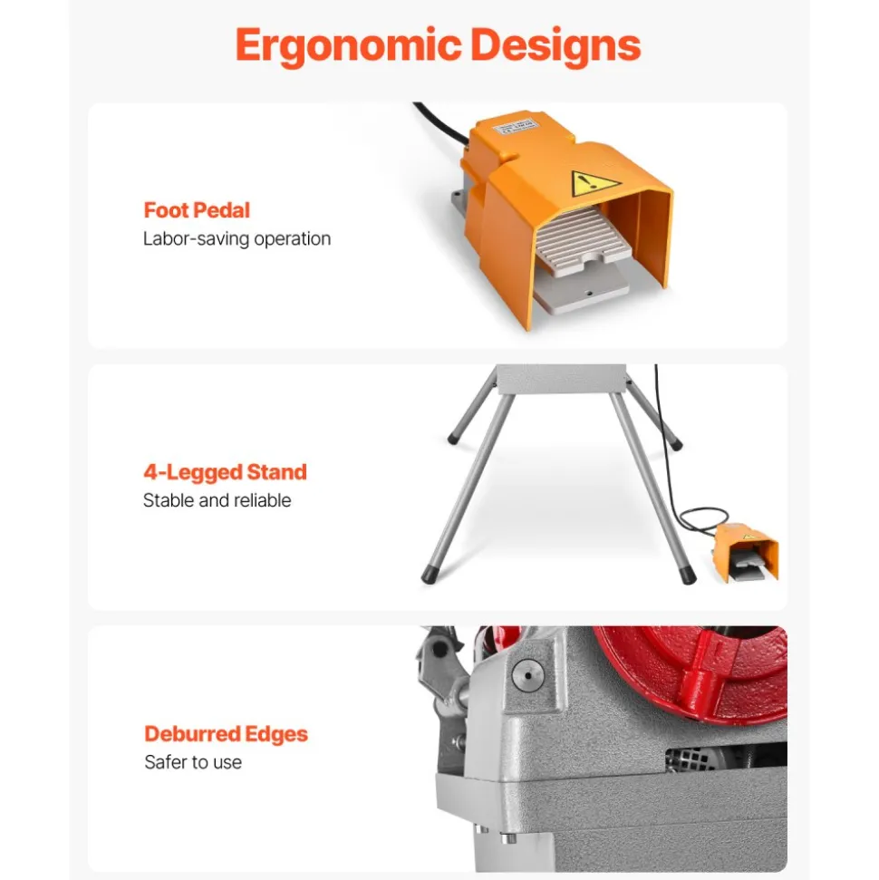 VEVOR Electric Pipe Threader Machine, 900W 2-Speed Threading Cutting Machine, 1/2 to 4 inch Pipes Threading Cutter Tool with Foot Pedal for Plumbing, Automotive Repairs, Metalworking