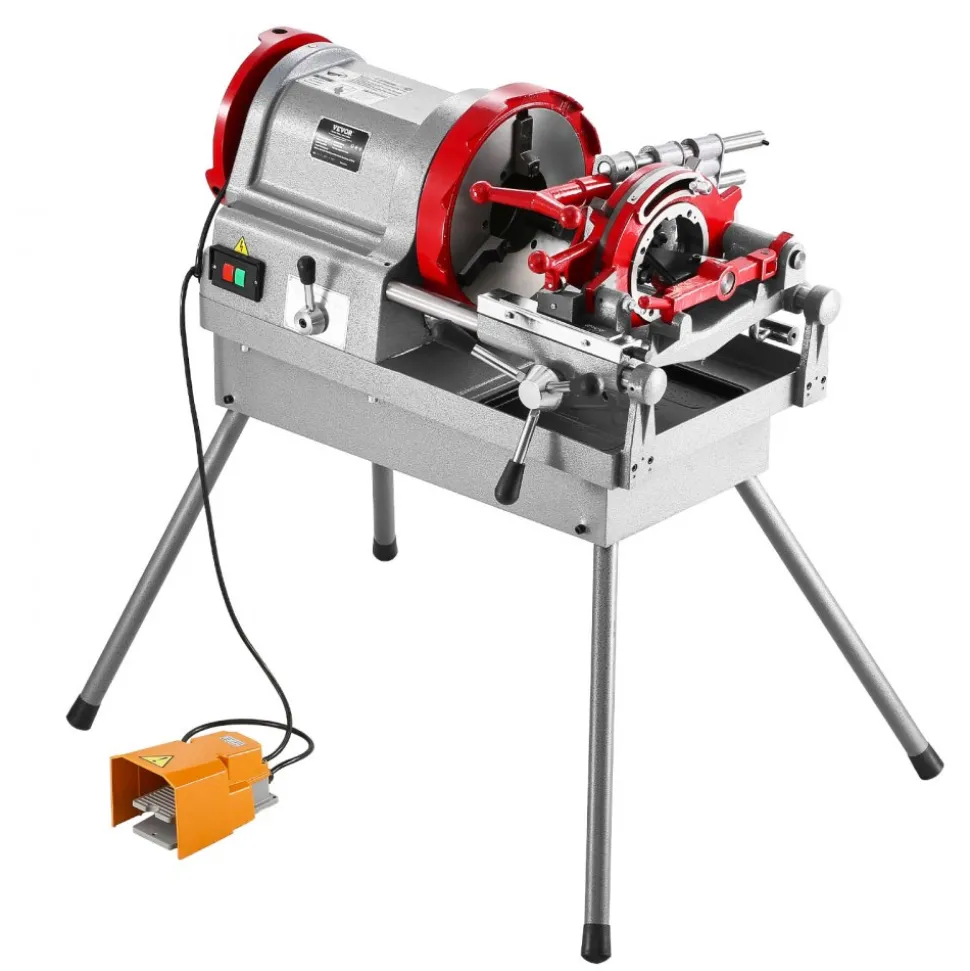 VEVOR Electric Pipe Threader Machine, 900W 2-Speed Threading Cutting Machine, 1/2 to 4 inch Pipes Threading Cutter Tool with Foot Pedal for Plumbing, Automotive Repairs, Metalworking