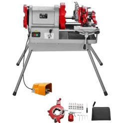 VEVOR Electric Pipe Threader Machine, 900W 2-Speed Threading Cutting Machine, 1/2 to 4 inch Pipes Threading Cutter Tool with Foot Pedal for Plumbing, Automotive Repairs, Metalworking