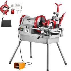 VEVOR Electric Pipe Threader Machine, 900W 2-Speed Threading Cutting Machine, 1/2 to 4 inch Pipes Threading Cutter Tool with Foot Pedal for Plumbing, Automotive Repairs, Metalworking