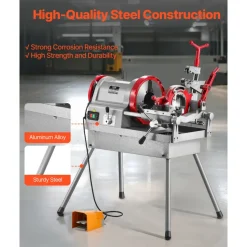 VEVOR Electric Pipe Threader Machine, 900W 2-Speed Threading Cutting Machine, 1/2 to 4 inch Pipes Threading Cutter Tool with Foot Pedal for Plumbing, Automotive Repairs, Metalworking