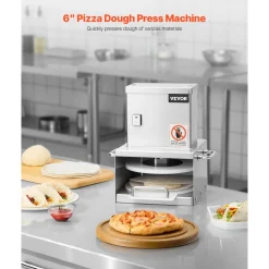 VEVOR Electric Pizza Dough Press Machine, 6 inch Pizza Pastry Press Plate, Stainless Steel Bread Presser, Adjustable Thickness Commercial Forming Machine, with 100 Pcs Parchment Paper
