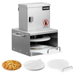 VEVOR Electric Pizza Dough Press Machine, 6 inch Pizza Pastry Press Plate, Stainless Steel Bread Presser, Adjustable Thickness Commercial Forming Machine, with 100 Pcs Parchment Paper